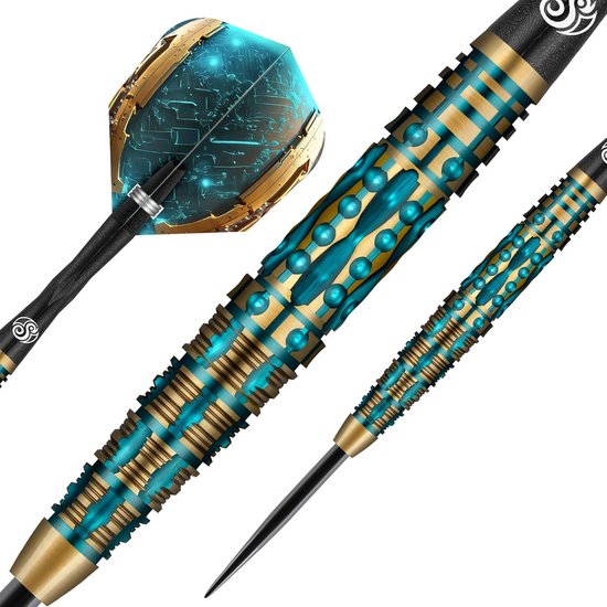 Dartpijlen Set - Tungsten Pijlen - Precisie Werpen - 90% Tungsten Materiaal - 25 Gram - Goud Blauw — afbeelding 2