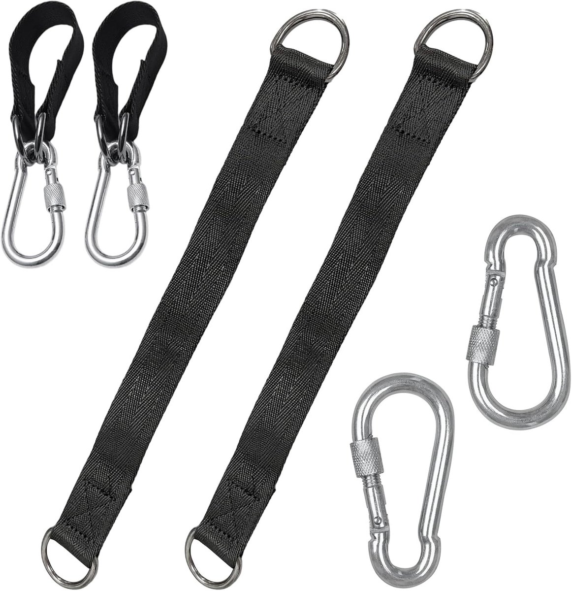 Schommelbevestiging Set - Hangmat Ophanging - Buiten Ontspannen - Gereedschapsloze Installatie - 2 Stuks 25cm - Zwart