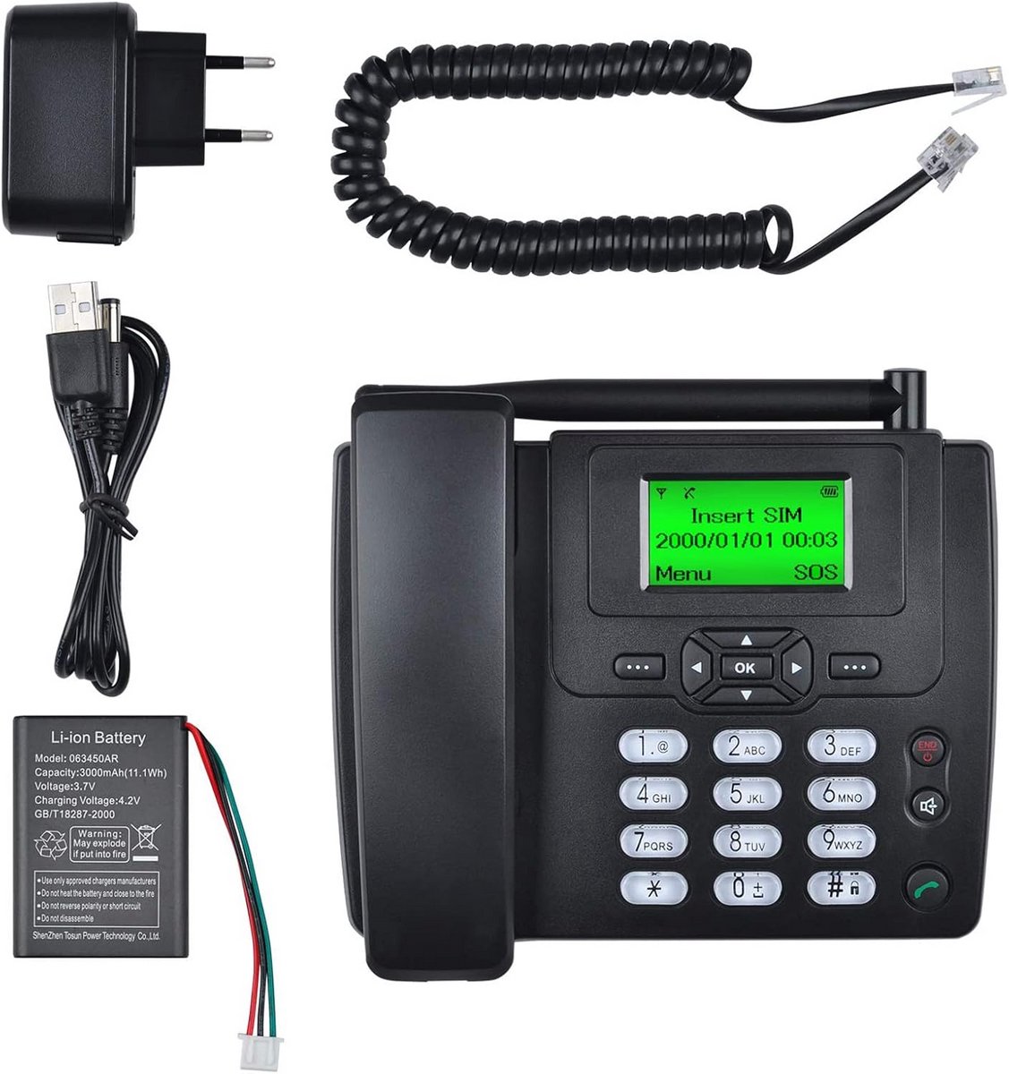 GSM Tafeltelefoon - Vaste Telefoon - Thuis Kantoor - Groot Verlicht Display - 2.4 Inch Scherm - Zwart