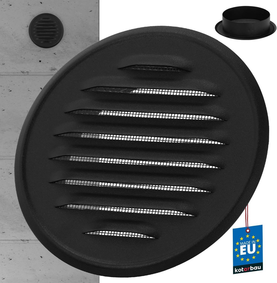 Paaldrager - Ventilatierooster - Ventilatie Afdekken - Weerbestendig Staal - 130 mm - Zwart