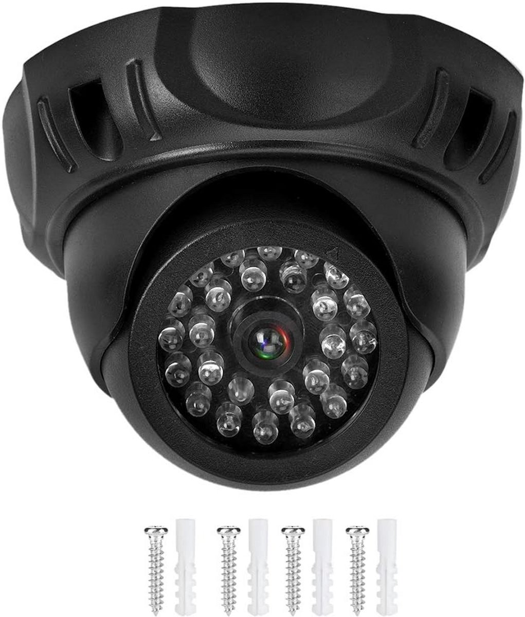 Nep Beveiligingscamera - Dome Camera - Veiligheid Thuis - Knipperend LED - 95 mm Diameter - Zwart