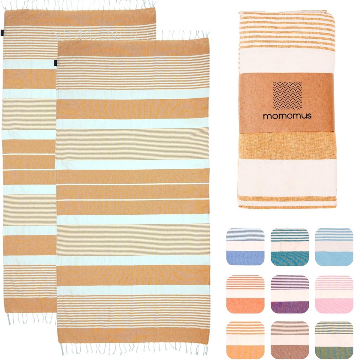 Strandhanddoek XL - Fouta Hamamdoek - Strand en Sauna - Handgemaakt India - 90 x 180 cm - 