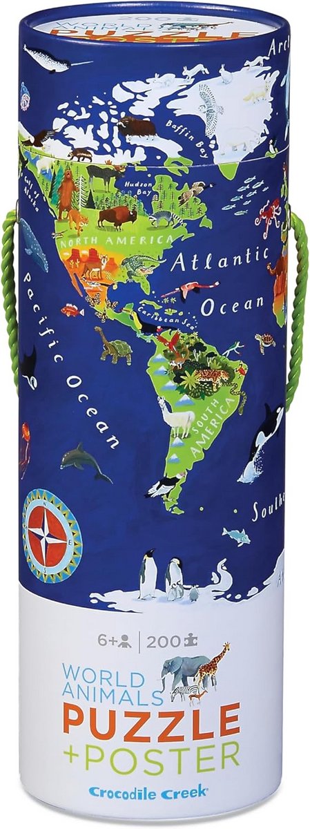 Wereldkaart Puzzel - Educatieve Puzzel - Leren Wereld - Met Bijpassende Poster - 200 Stukjes - Multicolor