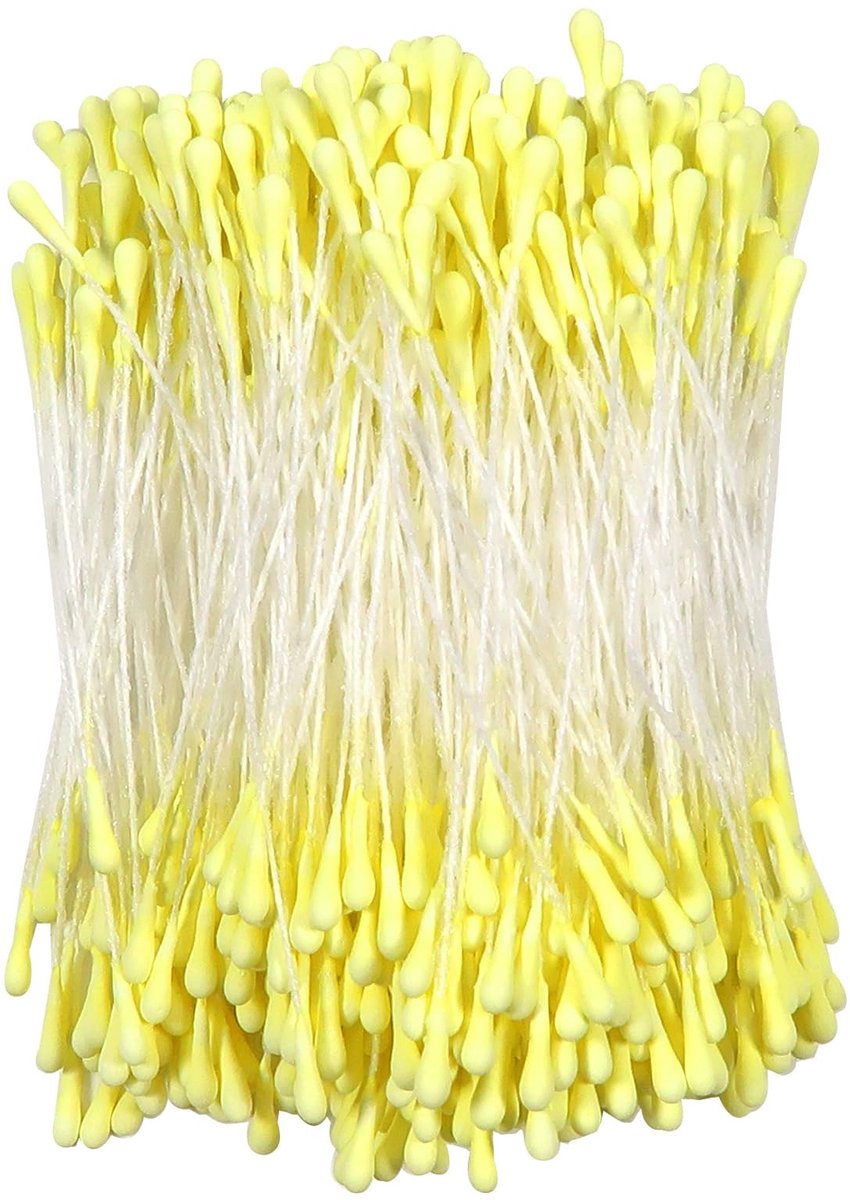 Dailygoods- Pijpenreinigers 380 Stuks - Dubbele Koppen - Donkergeel Meeldoppen - Kunstbloem Meeldraden - 2 mm - Gips/Touw Materiaal - Bloemenmeeldraden