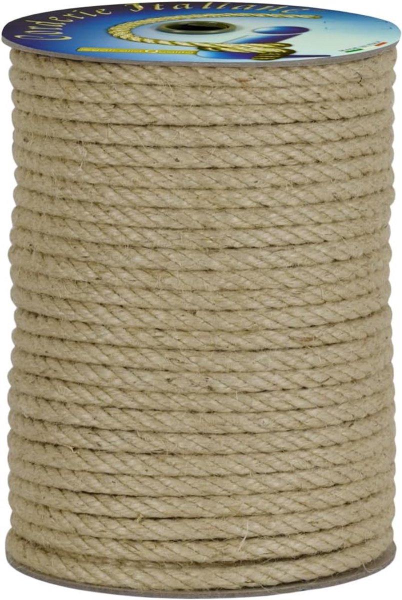 Jute Touw - Hennep Touw - Klus & Tuin - Gedraaid Koord - 6mm 100m - Natuurlijk