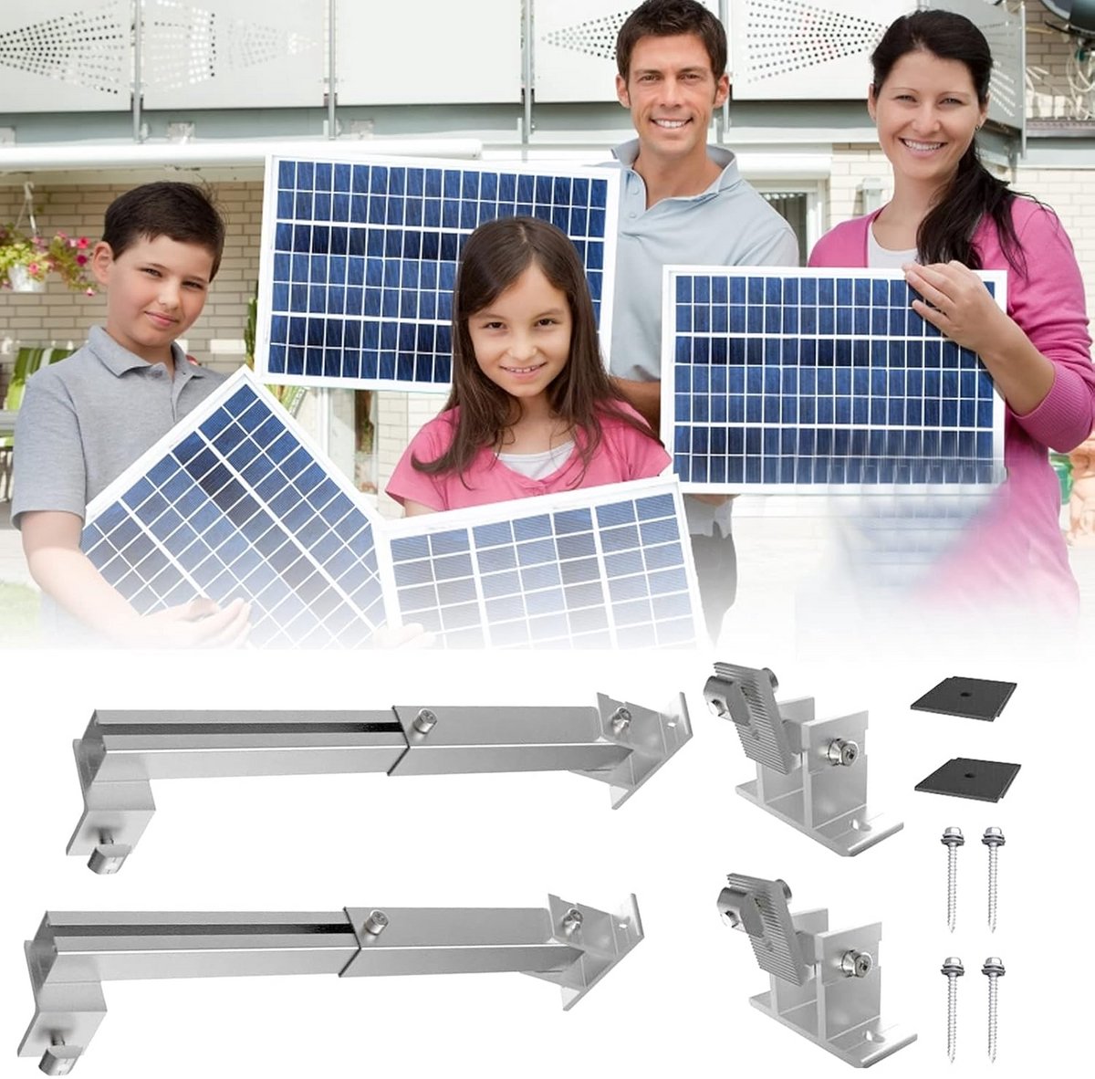 Zonnepaneel Houder - Module Steun - Energie Opwekken - Verstelbare Hoek - Tot 300W - Zilver