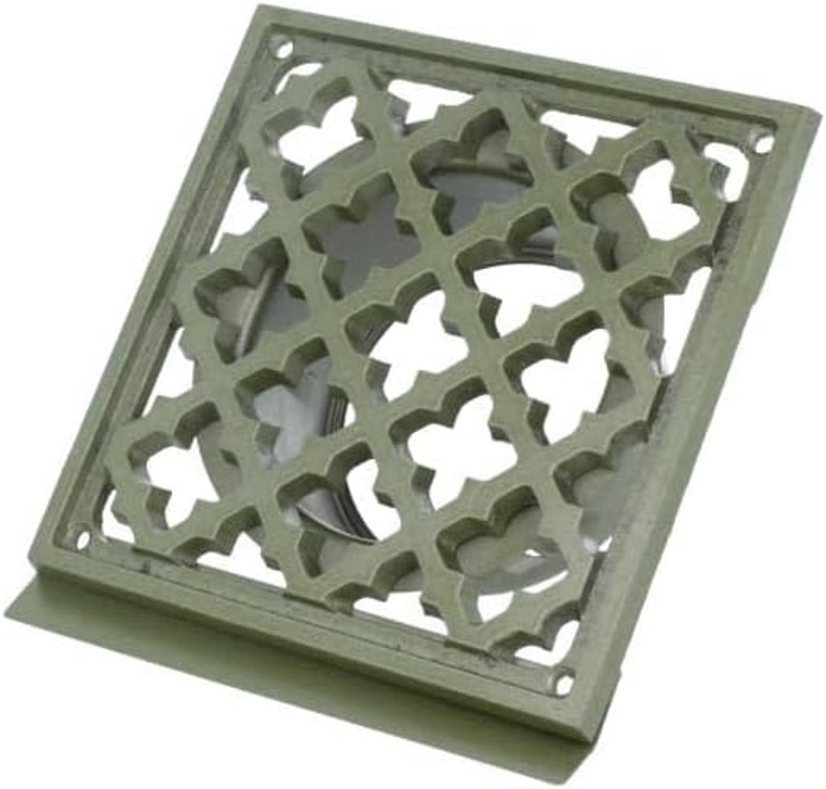 Ventilatierooster Vierkant - Decoratief rooster - Luchtcirculatie verbeteren - Insectenhor en waterafvoer - 100mm aansluiting - Groen