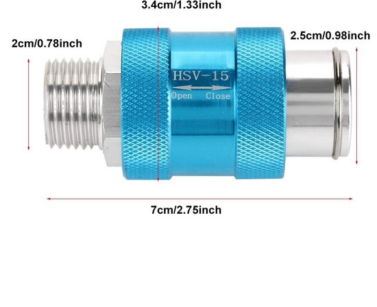 Luchtstroomregelaar - Schuifkraan - Pneumatische besturing - Aluminium constructie - G1/2 schroefdraad - Blauw — afbeelding 4