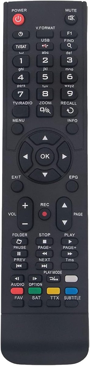 Afstandsbediening - Universele afstandsbediening - Tv bedienen - Directe werking - 4 x 12 cm - Zwart
