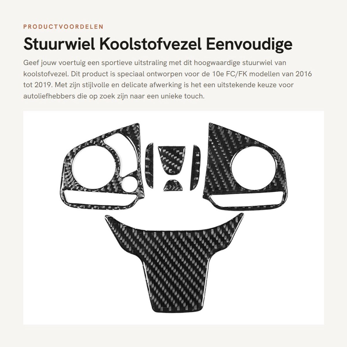 Dailygoods- Stuurwiel Hoogwaardige Koolstofvezel - Stuurwielbekleding - Duurzaam - Antislip - Eenvoudige Installatie - Luxe Afwerking