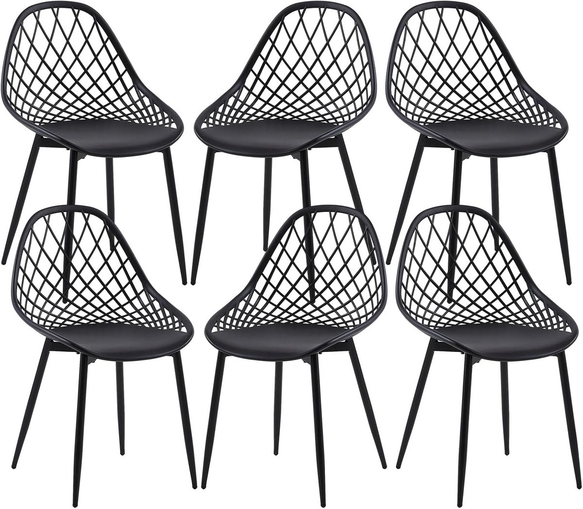 Eetkamerstoelen Set - Zwarte Stoelen - Comfortabel Zitten - Ergonomisch Ontwerp - 6 Stuks
