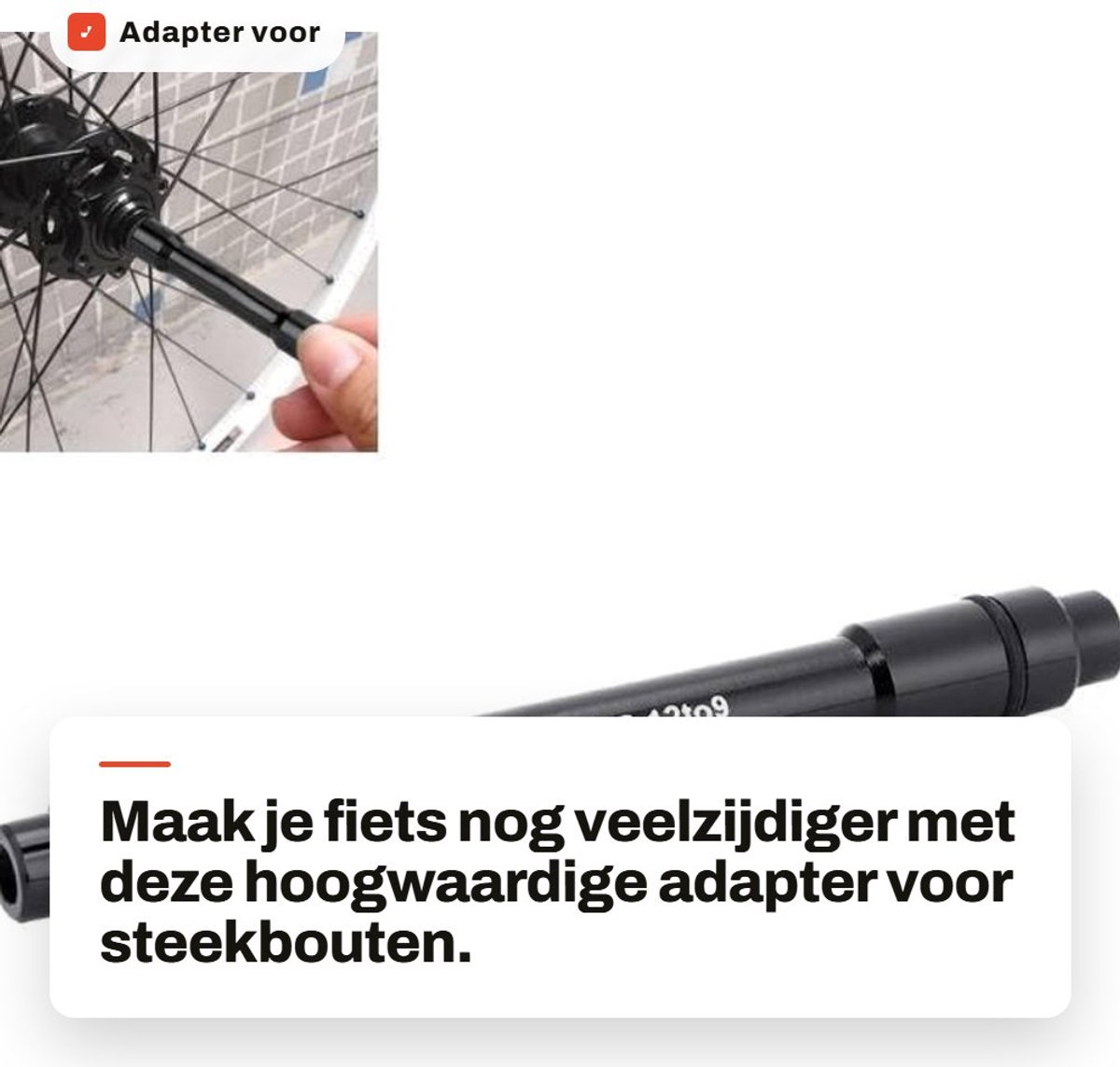 Dailygoods - Adapter voor Steekbouten - Wielnaaf Adapter - Hoogwaardige Aluminiumlegering - Zwart - Snelspanner 12 mm naar 9 mm - Voor Fietsen