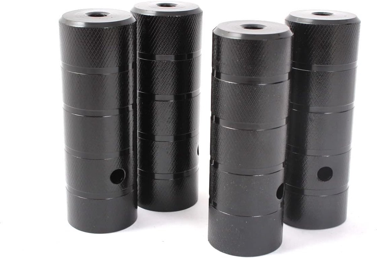 BMX Stevige Voetsteunen Set voor 10mm Assen - 4 Delig Zwart