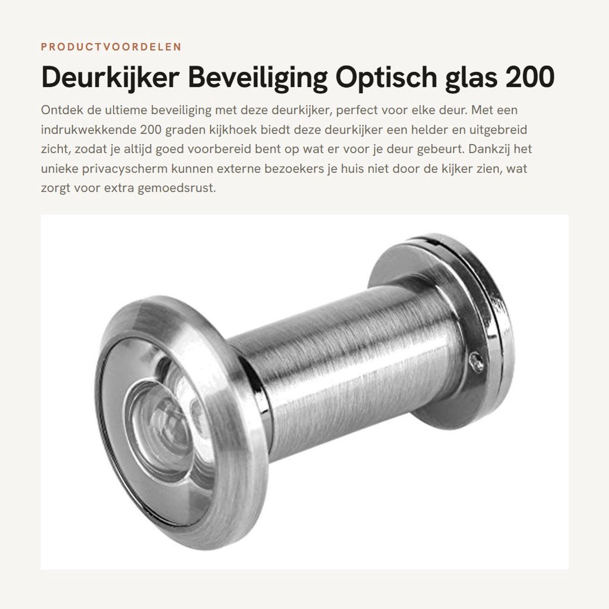 Dailygoods- Deurkijker 200 Graden Groothoek - Optische Lens - Beveiliging - Kijkgaatje - Privacyscherm - Geschikt voor Deurdiktes 35-60 mm - Deurobservator