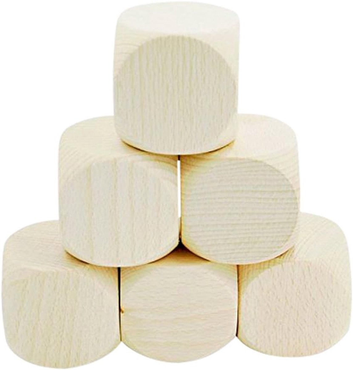 Blanco Dobbelstenen - Houten Blokjes - Creatief Maken - Natuurlijk Hout - 60 mm Rand - Naturel