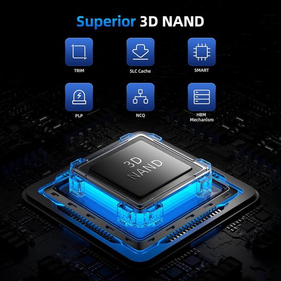 Interne SSD - Harde Schijf - Gaming en Werk - PCIe Gen4 NVMe Snelheid - 1TB - Zwart — afbeelding 4