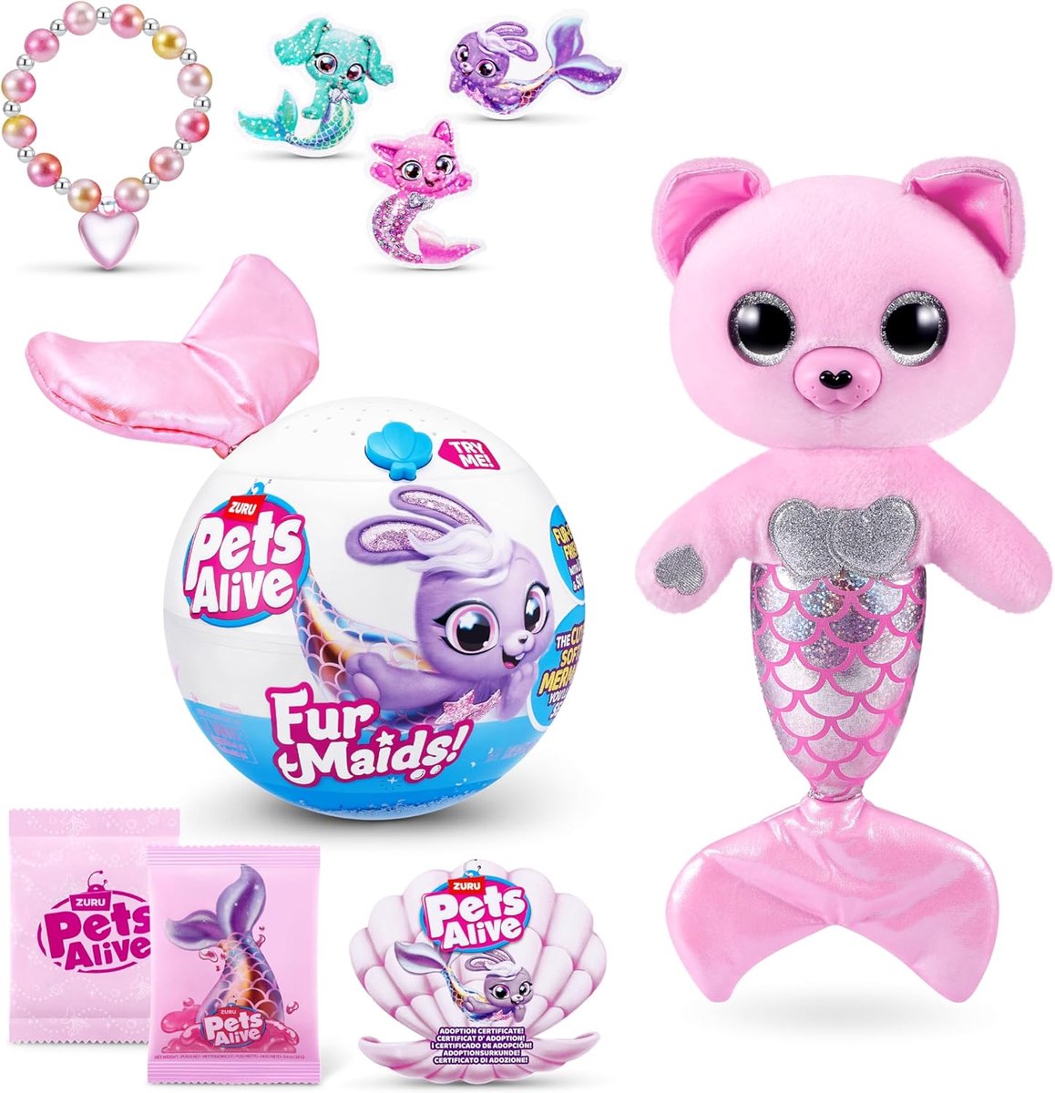 Zeemeermin Pluche - Interactief Speelgoed - Fantasierijk Spel - Meer dan 10 Verrassingen - 16.5 cm - Roze