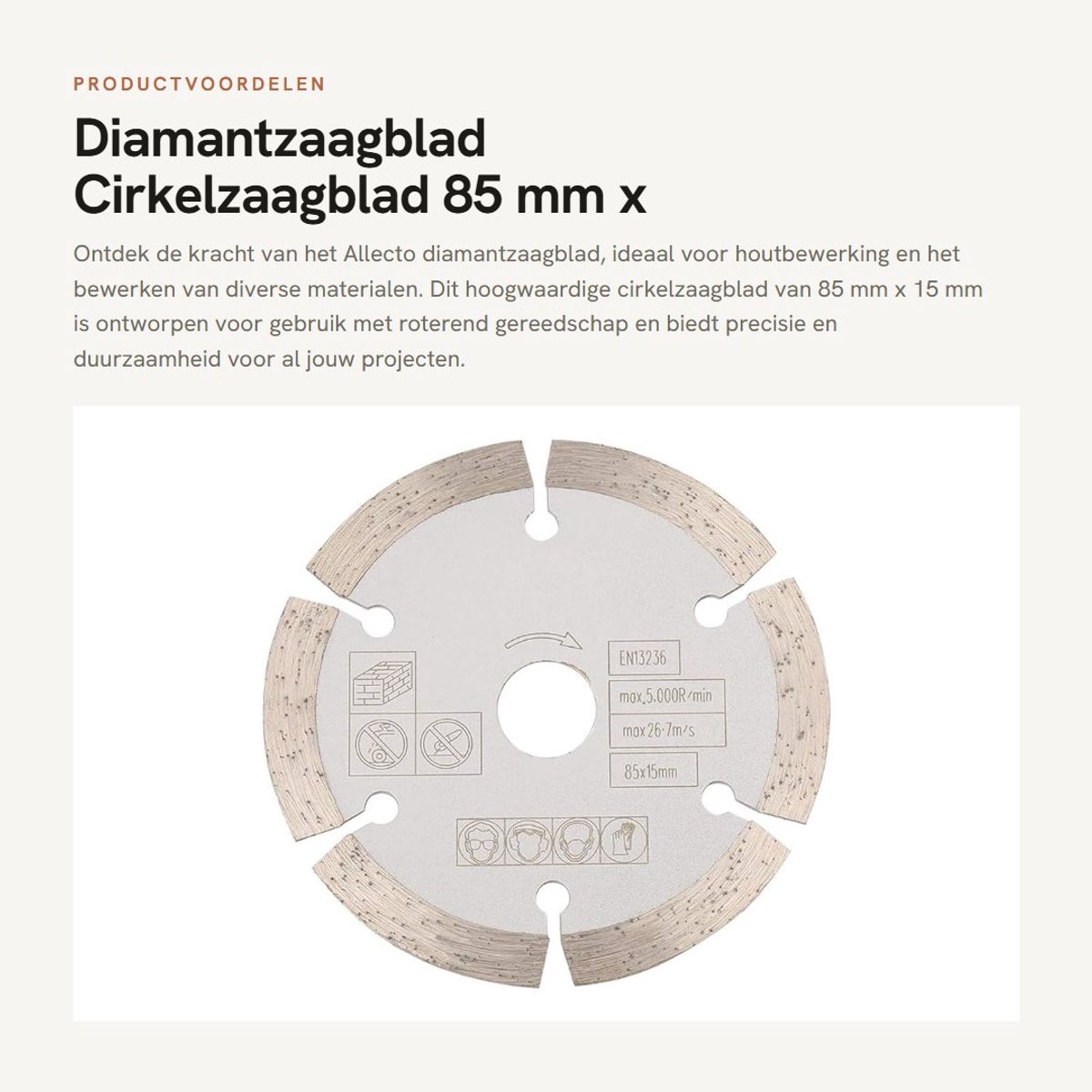 Dailygoods- Diamantzaagblad 85 mm x 15 mm - Cirkelzaagblad - Houtbewerking - Roterend Gereedschap - Doorslijpschijf - Hoogwaardige kwaliteit - Zaagblad
