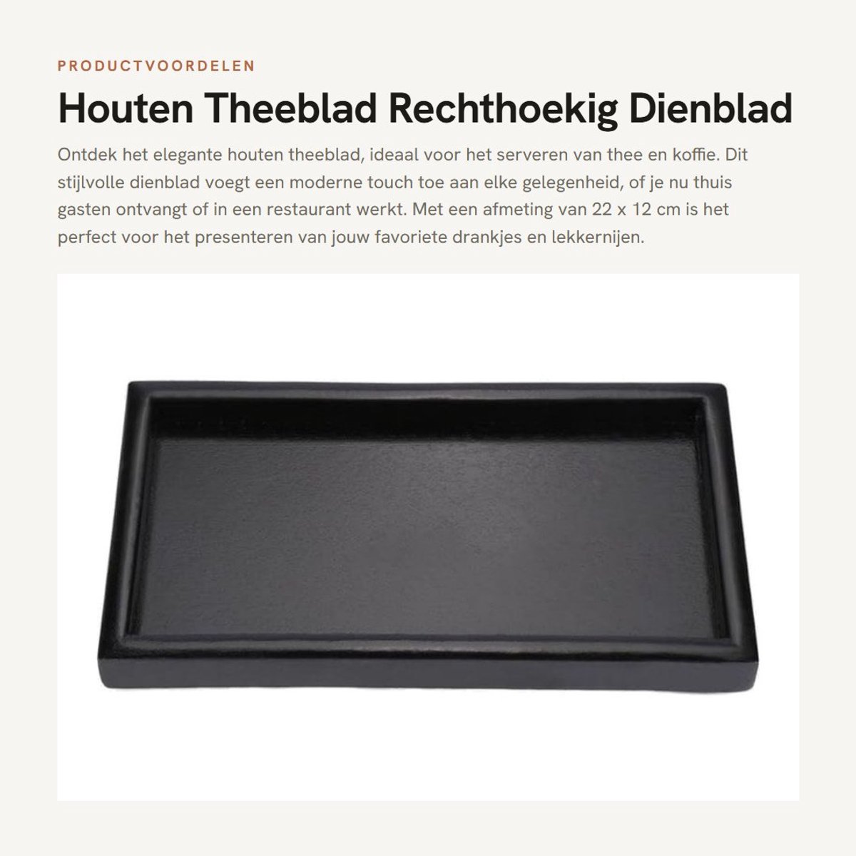 Dailygoods- Theeblad Houten - Dienblad Rechthoek - Dienblad Antislip - Dienblad Groot - Dienblad 22x12cm - Elegant en Duurzaam