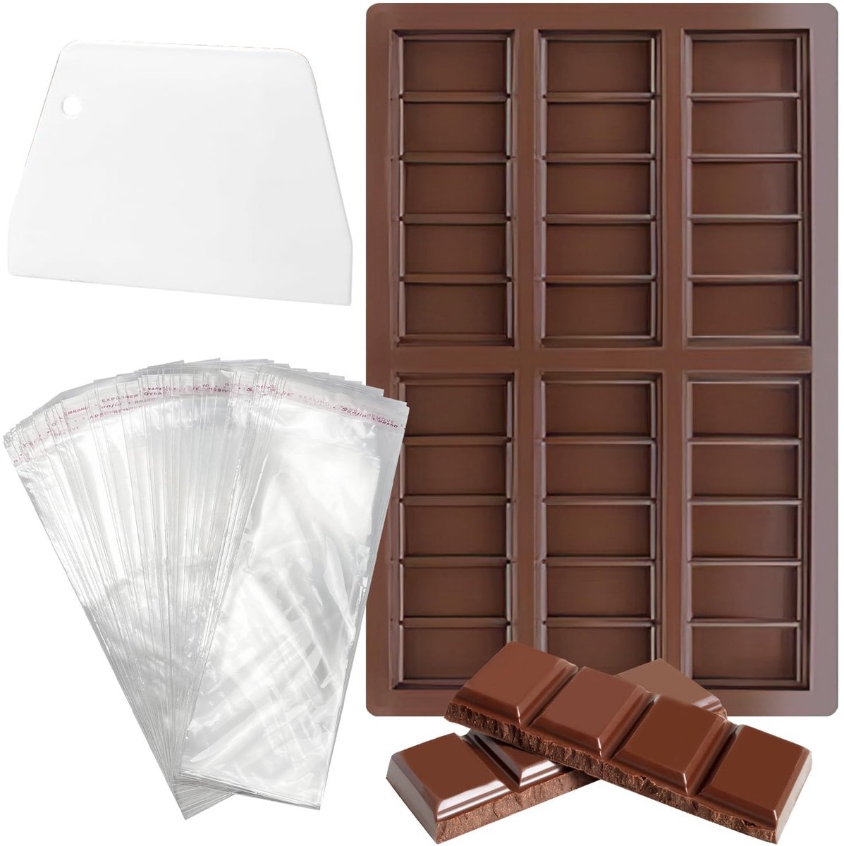 Dailygoods- Chocolade Mal Diep - Siliconen Mallen - Chocolade Reep Mallen - Voedselveilige Vorm - 28x18CM - Antiaanbaklaag - Chocoladevorm