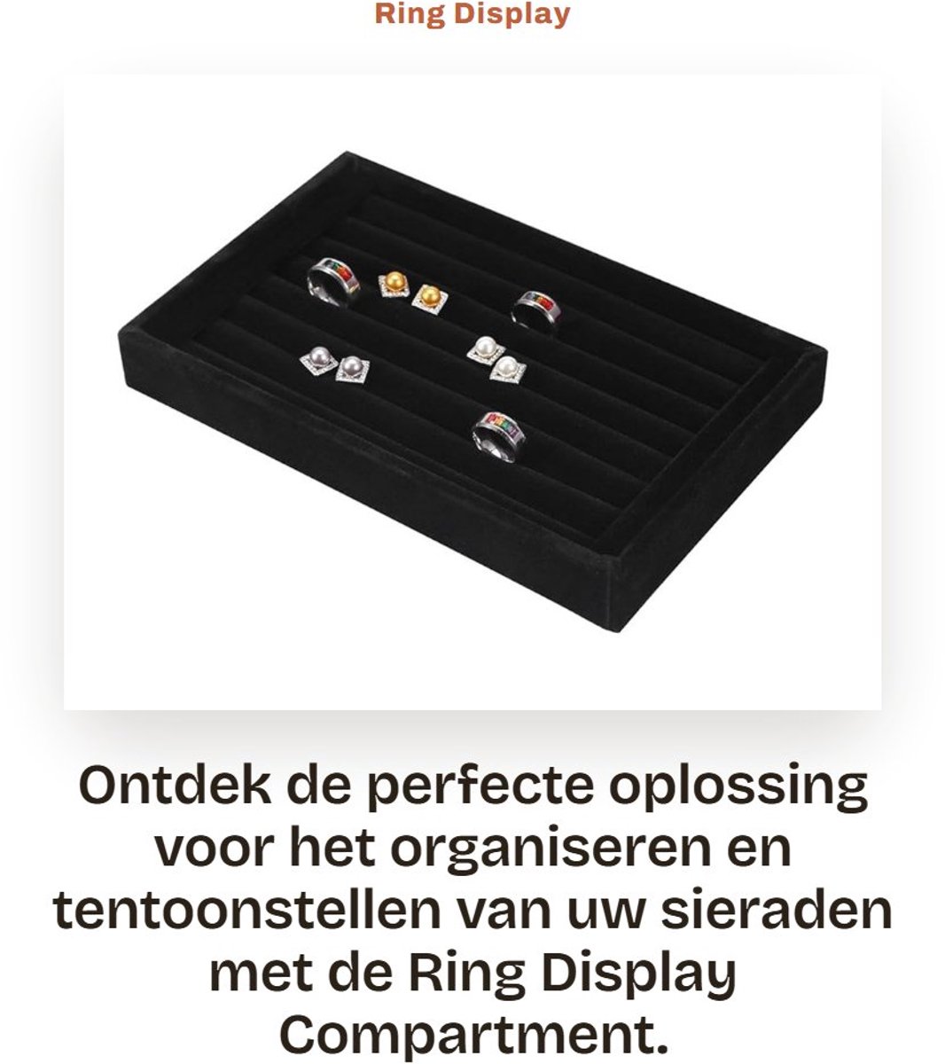 Dailygoods- Ringdisplay met 7 Slots - Sieraden Organizer - Ringenhouder - Compact - Duurzaam - 23 x 14,5 x 3 cm - Sieradenhouder
