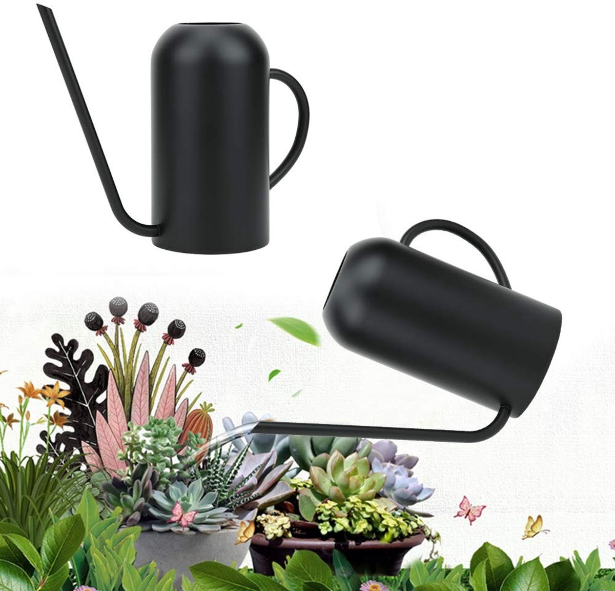 Dailygoods- Gieter 1,5 Liter Roestvrij Staal - Gieter met Lange Uitloop - Gieter voor Binnen/Buiten - Tuin/Groenvoorziening - Irrigatie Tool - 21x24,8 cm - Tuingieter