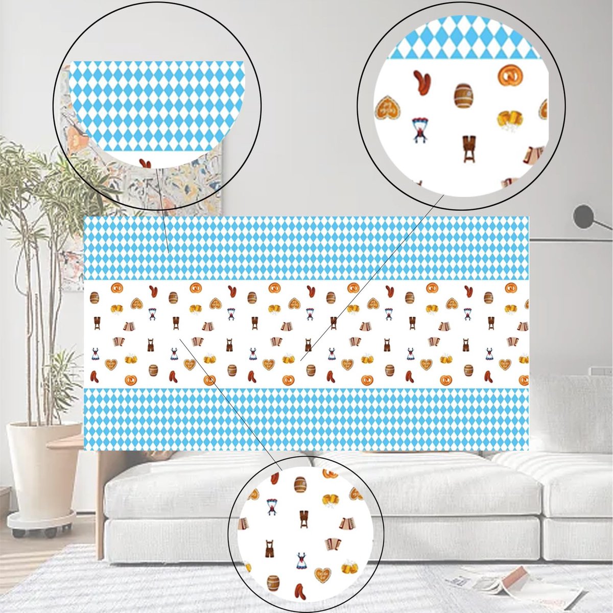 Dailygoods- Tafelkleed Beierse Vlag - Afwasbaar - Duurzaam PE-materiaal - Rechthoekig - Oktoberfest Decoratie - Authentiek ontwerp - Feestkleed