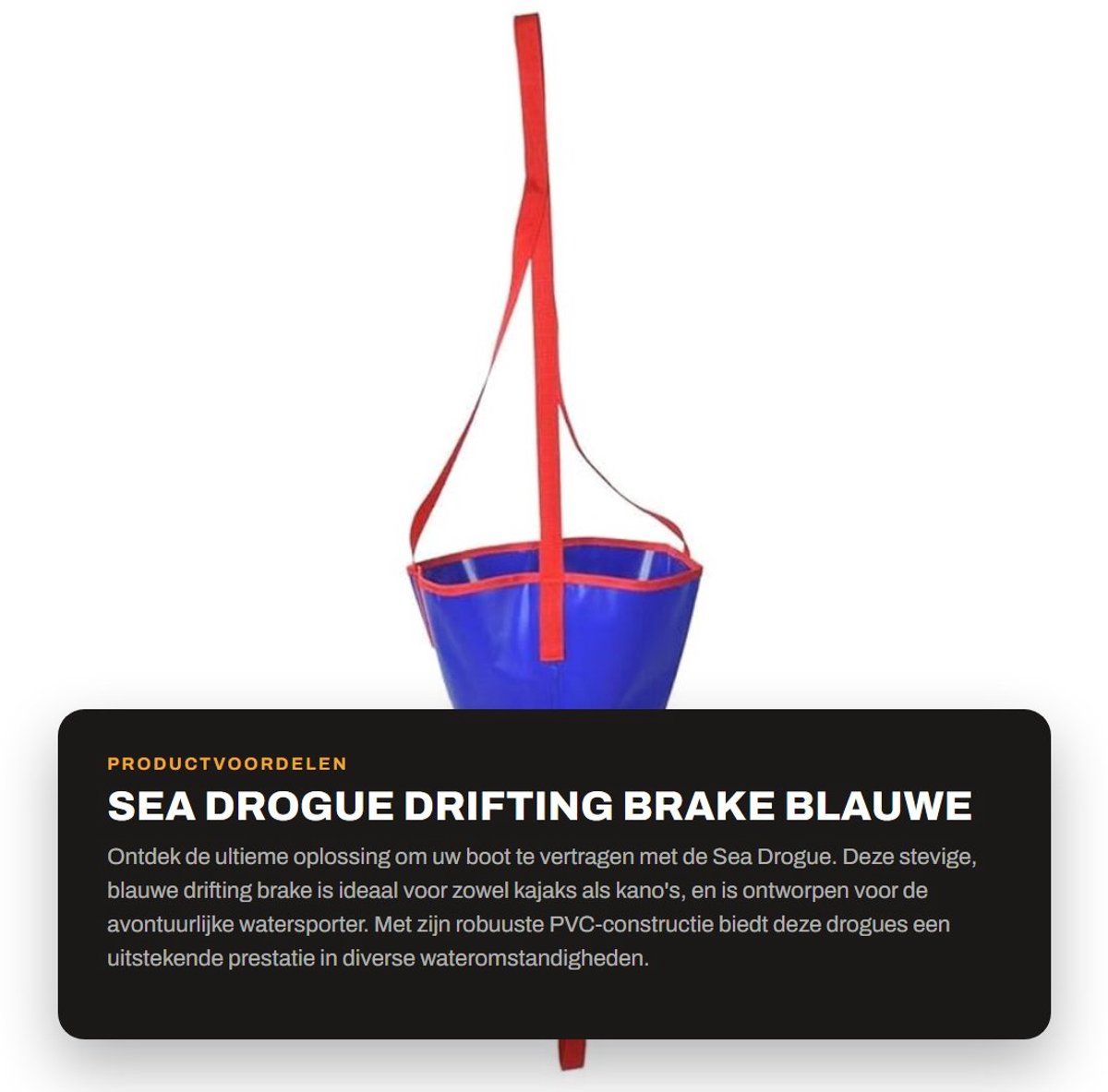Dailygoods- Sea Drogue Heavy Duty - Drijfanker - PVC - Slijtvast - Corrosiebestendig - Versterkte band - Verminderde snelheid