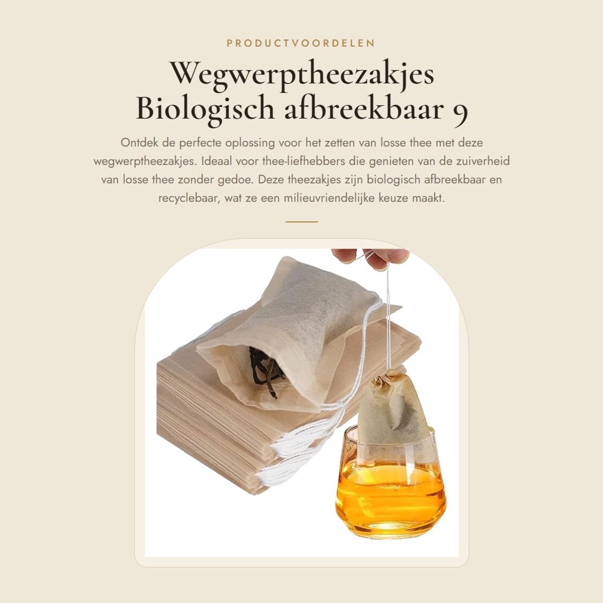 Dailygoods- Wegwerptheezakjes 100 Stuks - Biologisch Afbreekbaar - Met Trekkoord - 7 x 9 cm - Smaakneutraal - Geschikt Voor Theepotten - Theezakjes