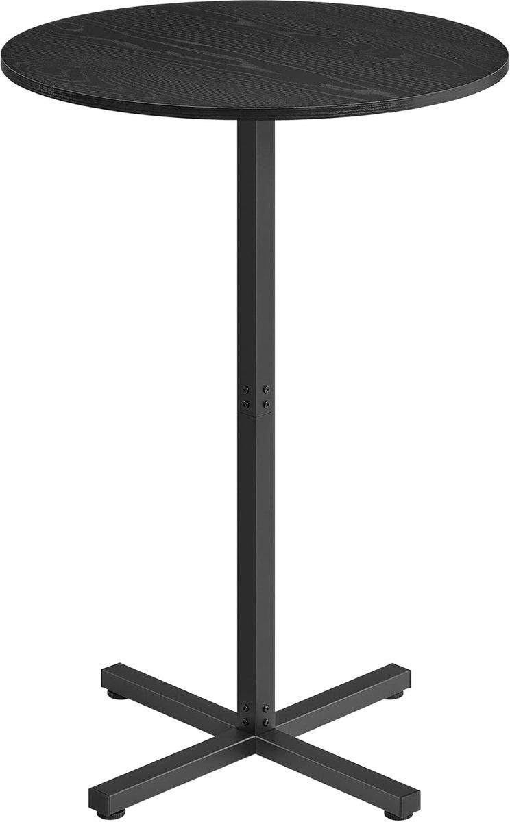 VASAGLE Bartafel, Hoge Eettafel, Metalen Frame, 60 x 60 x 104,5 cm, Eenvoudig te monteren, Met Kruisvoet, voor 2-3 personen, Modern, Ebbenhoutzwart
