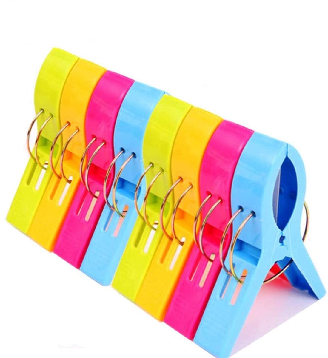Dailygoods- Handdoekklemmen 8 stuks - Windbestendige Klemmen - Antislip Clips - Kunststof Wasknijpers - Sterke Klemkracht - Gekleurde Klemmen