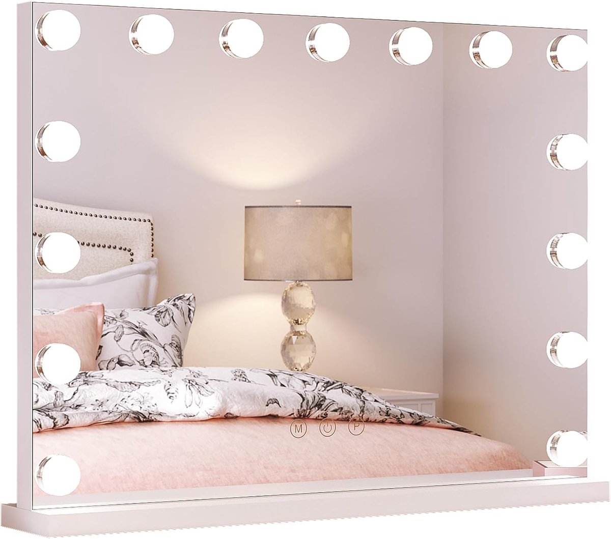 Hollywood spiegel - Make-up spiegel - Perfecte Make-up - 15 Dimbare LED - 58 x 45 cm - Wit