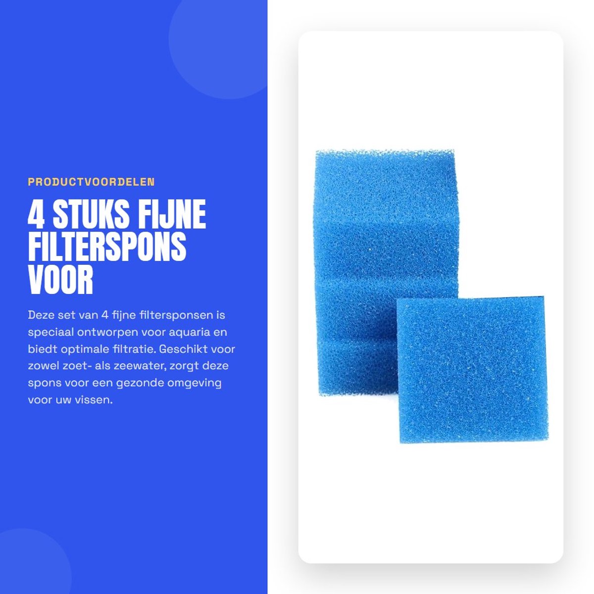 Dailygoods- Filterspons Fijn - 4 Stuks - Compatibel met Juwel Aquarium - BioPlus Fijn M - Mechanische/Biologische Filtering - Kristalhelder Water - Aquariumfilter