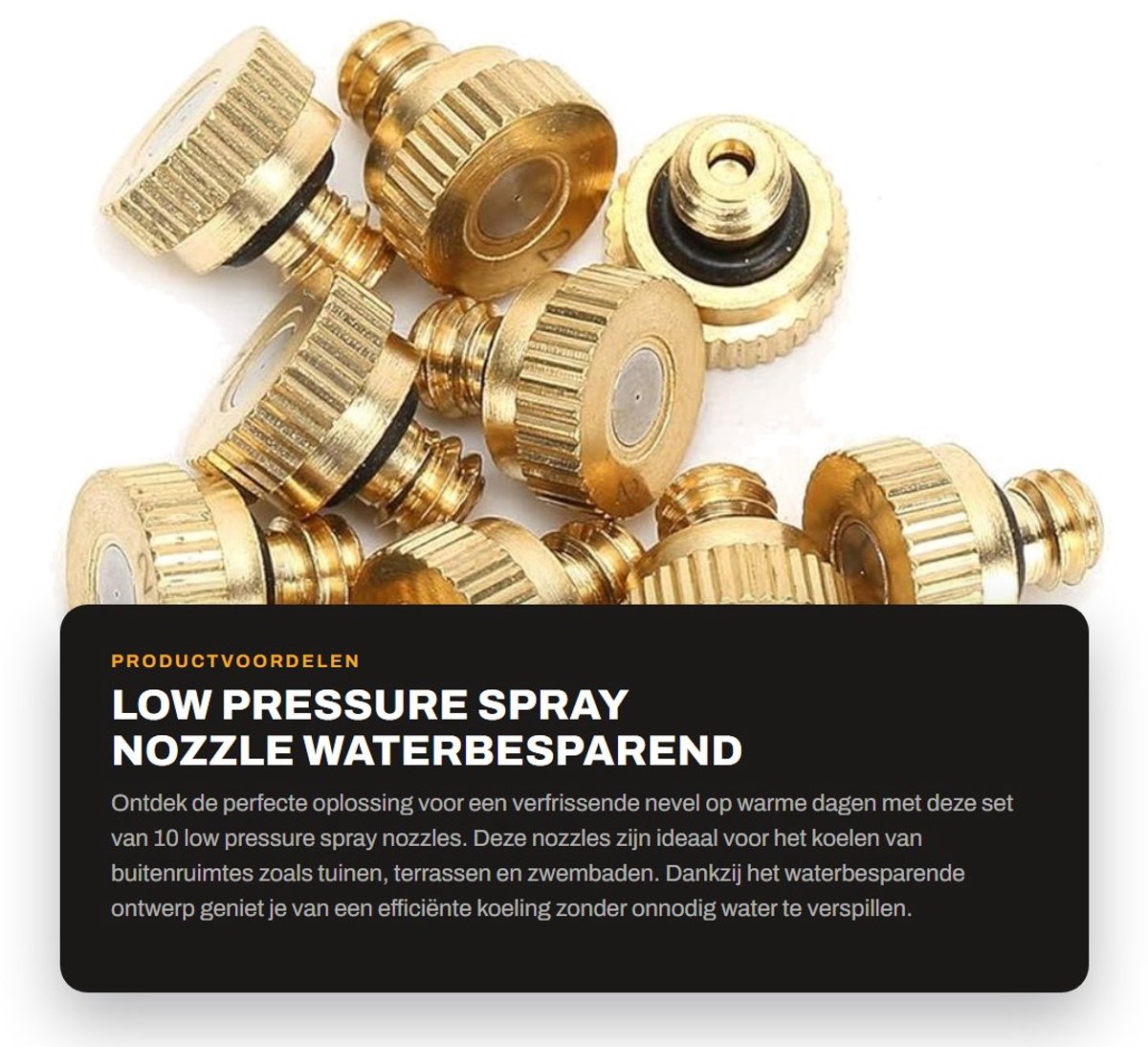 Dailygoods- Spray Nozzle 10 Stuks - Duurzaam Messing - Waterbesparend - Koelsysteem - O-Vormige Sealing Ring - 0.2mm Gatdiameter - Atomizer