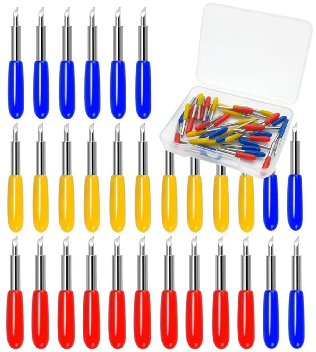 Dailygoods- Vervangende Messen 30 Stuks - Compatibel met Cricut Explore Air/Maker/Expression - Gecementeerd Carbide/Roestvrij Staal - 30°/45°/60° Messen - Scherpe/Duurzame Bladen - Snijbladen