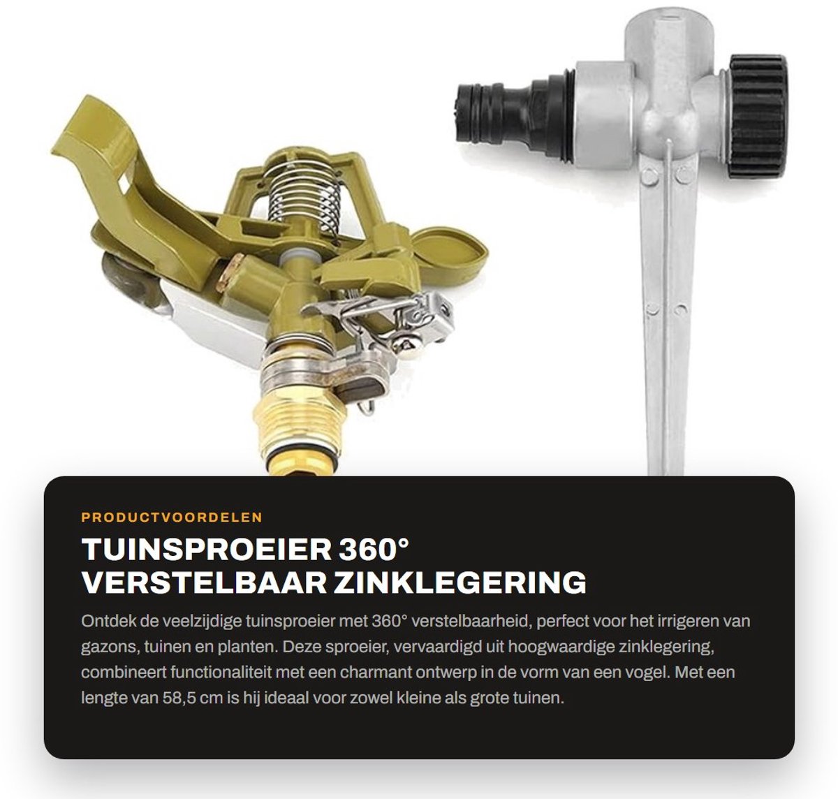Dailygoods- Tuinsproeier 360° Verstelbaar - Zinken Vogelsproeier - Grondinzetstuk Zinklegering - Afmeting 58,5 cm - Irrigatie voor Tuin - Sprinkler
