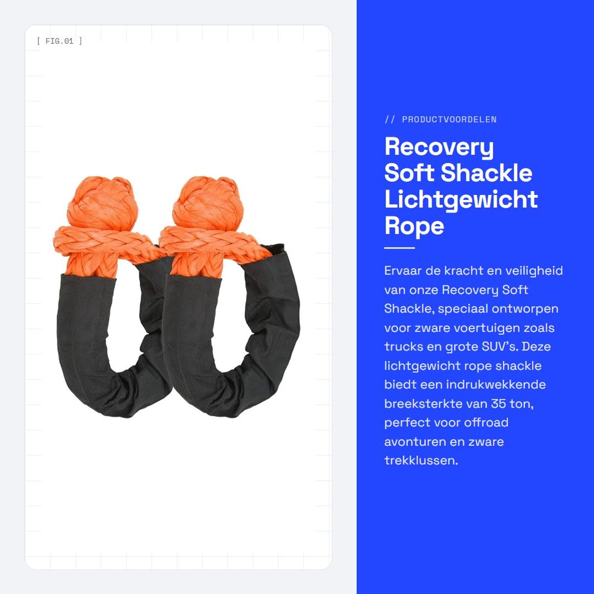 Dailygoods- Recovery Shackle 35 Ton Breeksterkte - Lichtgewicht Rope Shackle - 2 Stuks - Offroad Vehicle - Truck/SUV - Handig in gebruik - Trekhaak