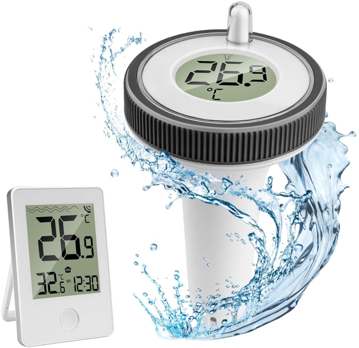 QUOVO® Zwembad Thermometer - Waterthermometer - Zwembad Thermometer Drijvend - Wit - 15cm x 10cm x 10cm