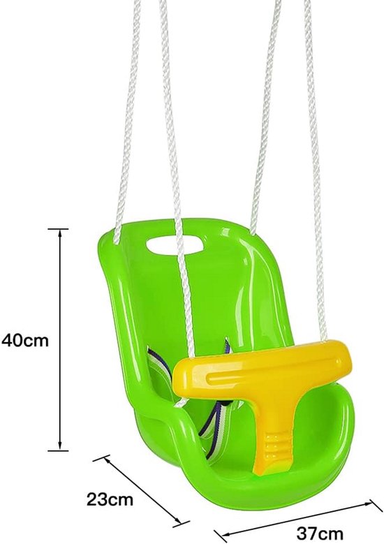 Babyschommel voor buiten, schommel met 40 cm hoge rugleuning en armleuning, verstelbaar touw, stabiele schommelstoel voor baby's, maximale belasting 50 kg (groen) van Merkloos — afbeelding 5