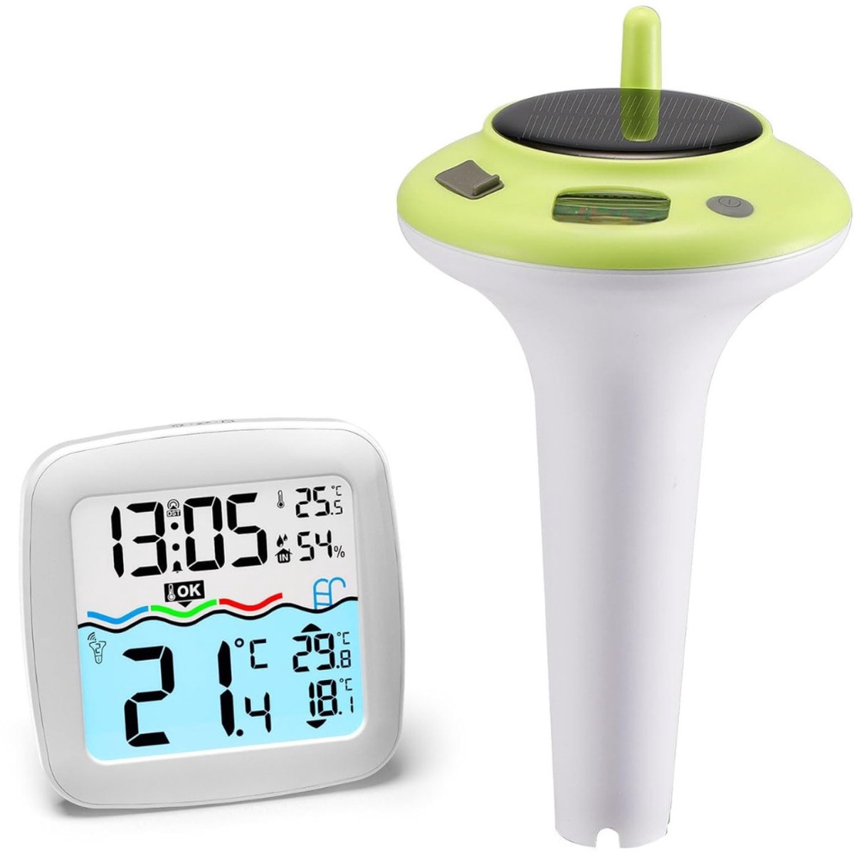 QUOVO® Zwembad Thermometer - Waterthermometer - Zwembad Thermometer Drijvend - Groen - 18cm x 12cm x 11cm