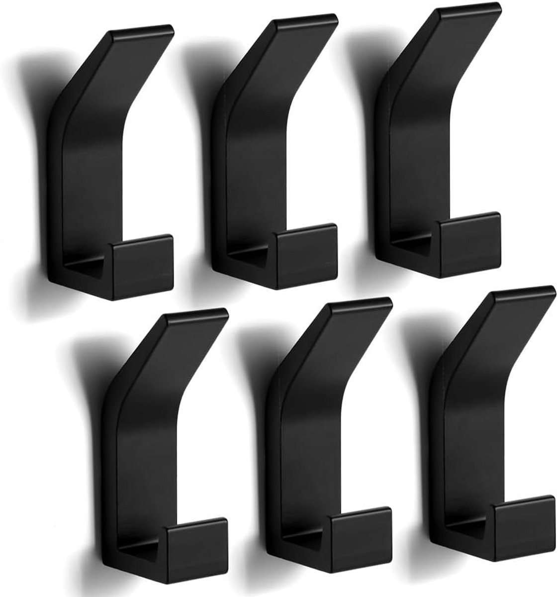 Handdoekhouders Set - Wandhaken - Ruimte Besparen - Zonder Boren - 6 Stuks - Zwart