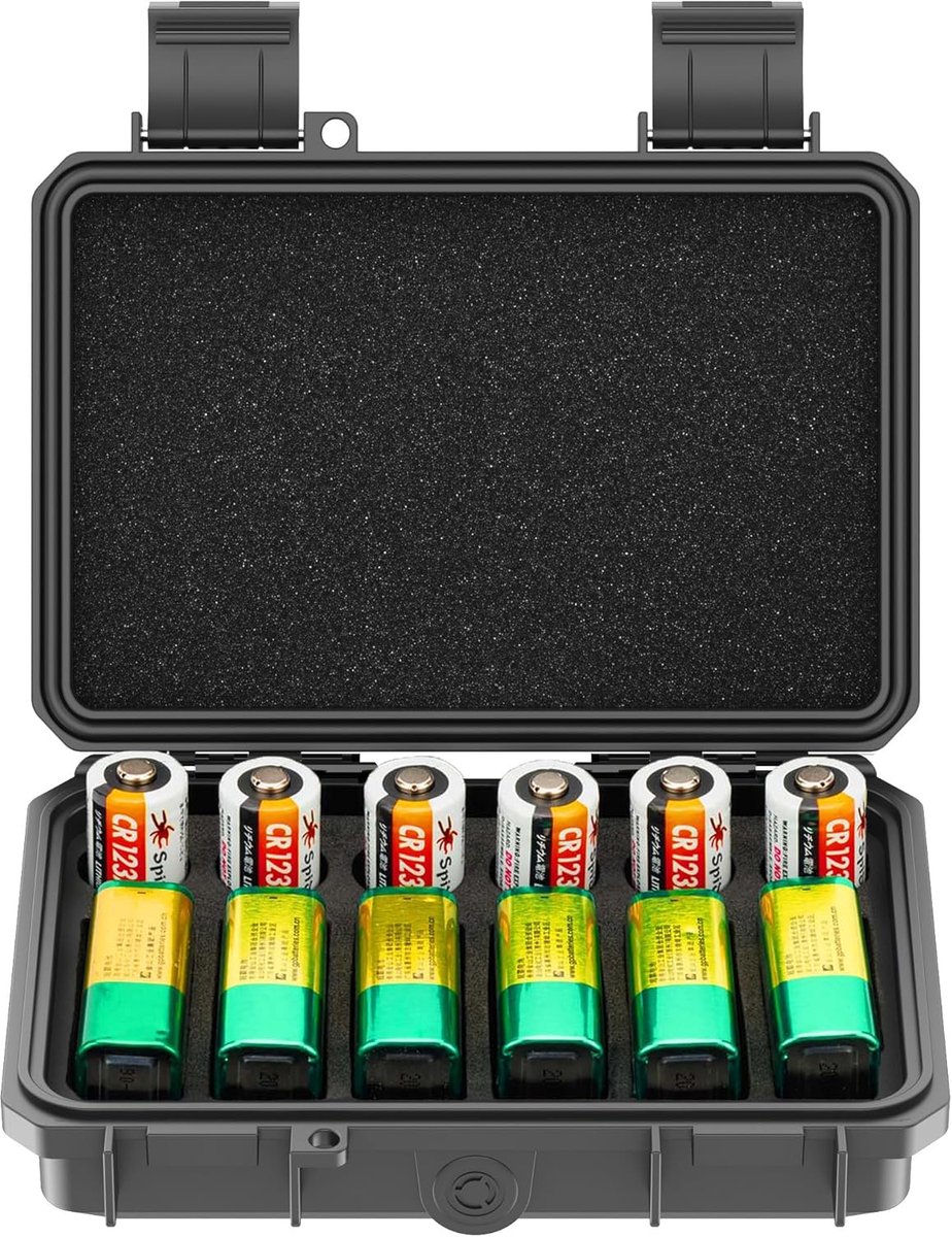 Batterij Opbergdoos - Batterijhouder - Veilig Opbergen - Waterdicht en Stofdicht - 12 Batterijen - Zwart