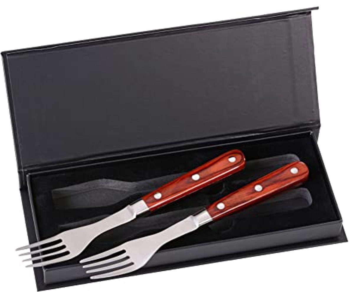 Steakvorken Set - Vleesvorken Bestek - Steak Eten - Roestvrij Staal - 21 cm - Zilver