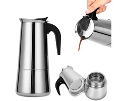 Kookplaat Koffiezetapparaat - Moka Pot - Heerlijke Koffie Maken - Veiligheidsventiel Roestvrij Staal - 450 ml - Zilverkleurig