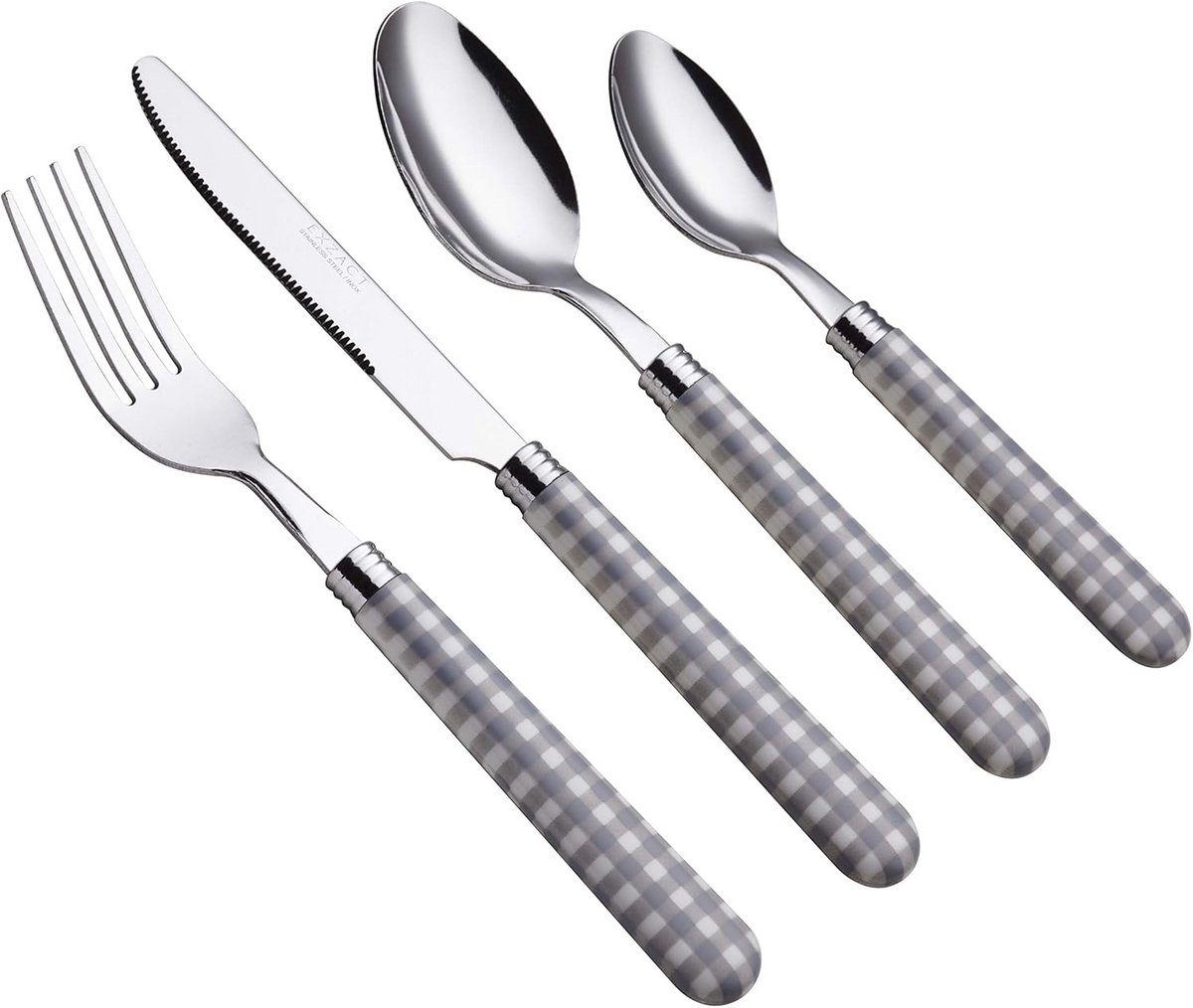Bestek Set - Roestvrij Staal Met Kleur Handvatten Grijs - X 24