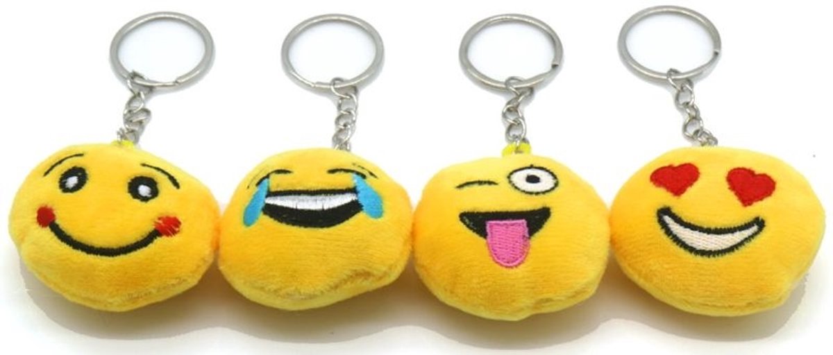 Mini Pluche Sleutelhangers - 12 Stuks - Emoji Cadeau - Traktatie kussentjes — afbeelding 2