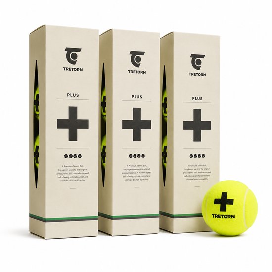 Tretorn Plus Tennisballen - 12 Stuks (3 x 4) - Drukloos - Lifetime Bounce Guarantee