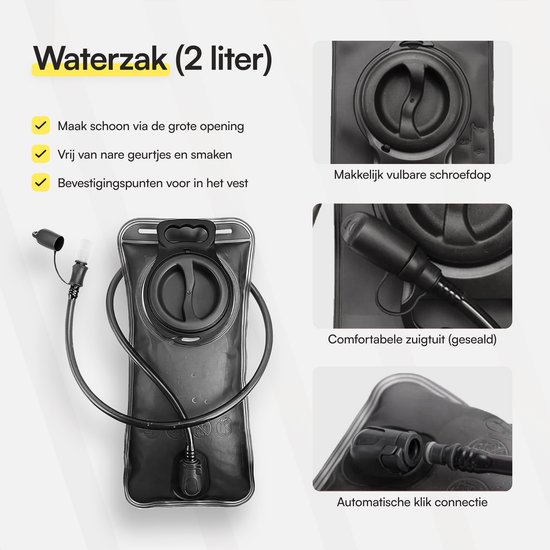 GearGlow® 2L Waterzak met Drinkslang - Klik-connectie - Vrij van nare geurtjes & smaakjes - BPA-vrij - Hardloop Drinkzak — afbeelding 2