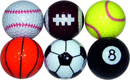 Golfballen set - Sport ballen - Cadeau geven - Verschillende sport designs - 6 stuks - Meerkleurig — afbeelding 4