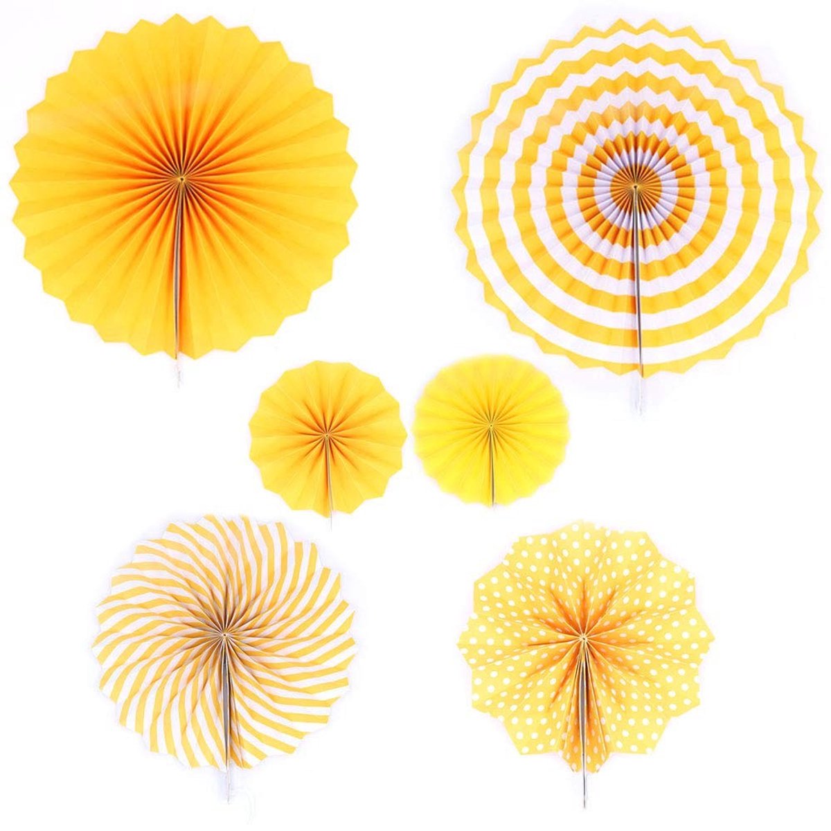 - Opknoping Papieren Fans Set - Decoratie - Geel - Verjaardag Bruiloft Decoratie - Feestaccessoires - Geschikt voor Diverse Evenementen - Set van 12.